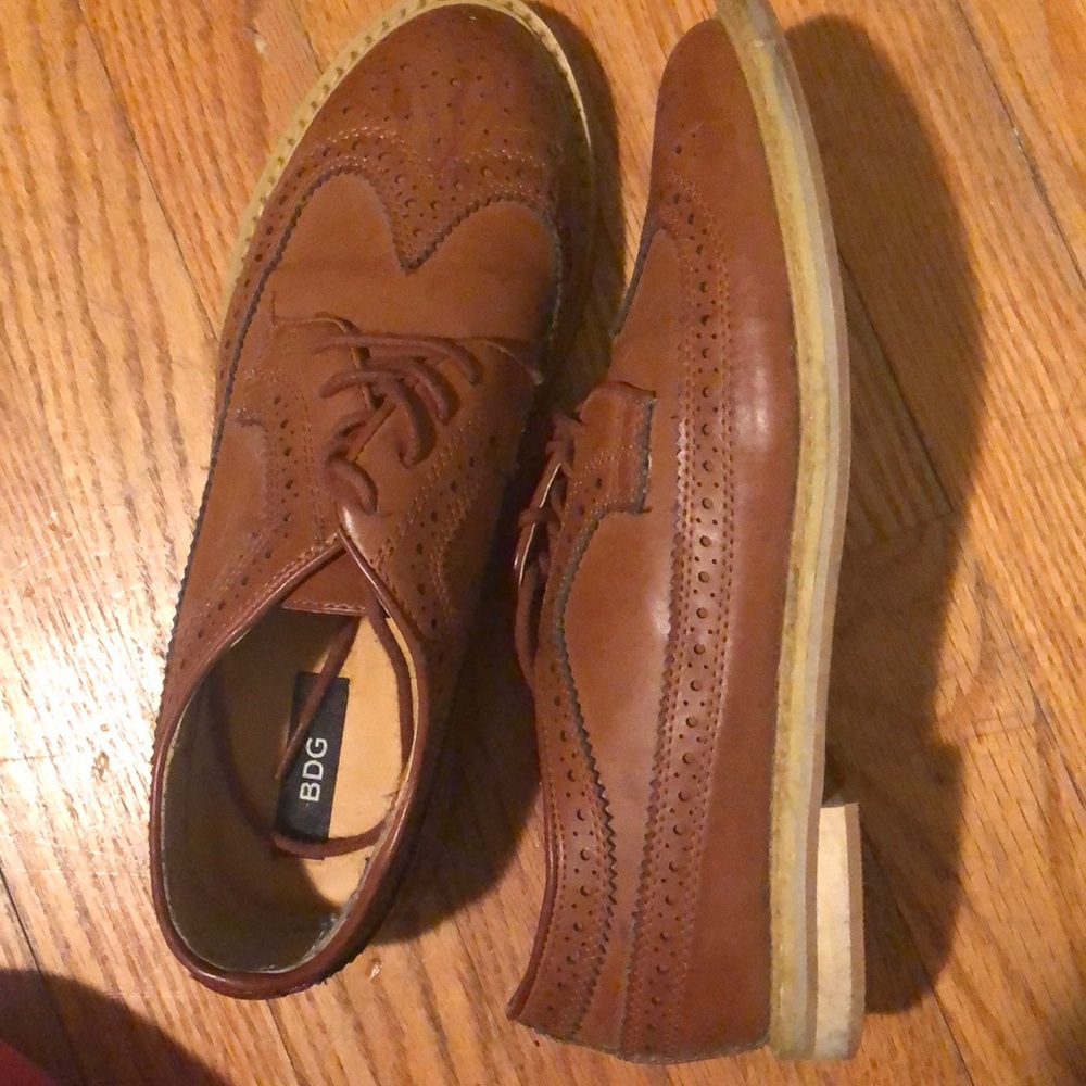 leather cognac oxfords